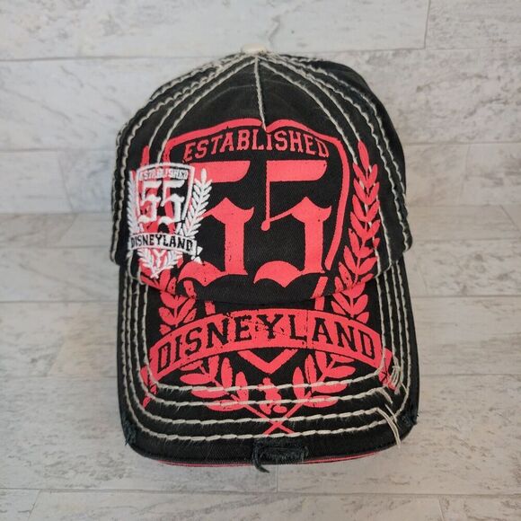 Disneyland Resort Established 55 Strapback Adjustable Hat Cap Disney Black Pink - Picture 1 of 9